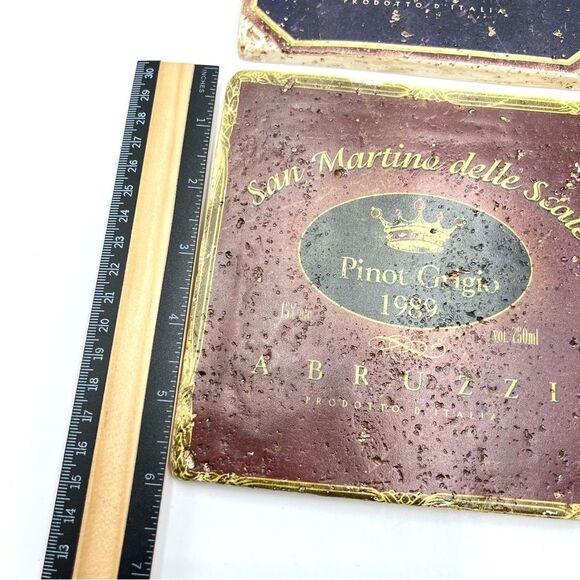 Four Decorative Square Wine Themed Rustic Wall Art Pieces Kitchen Room Decor - Picture 7 of 9